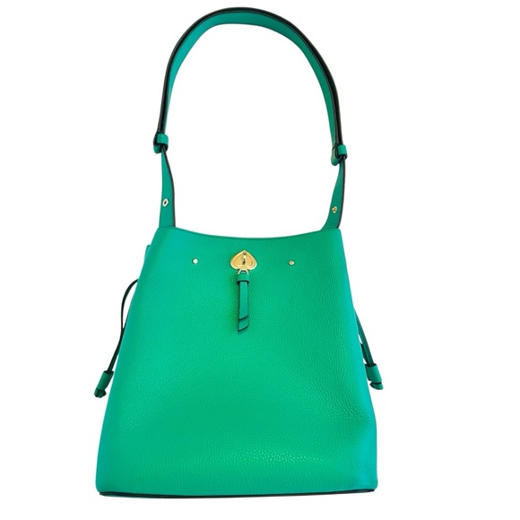 Kate Spade Marti leather large bucket bag in Kelly green / snow pea - Picture 2 of 15